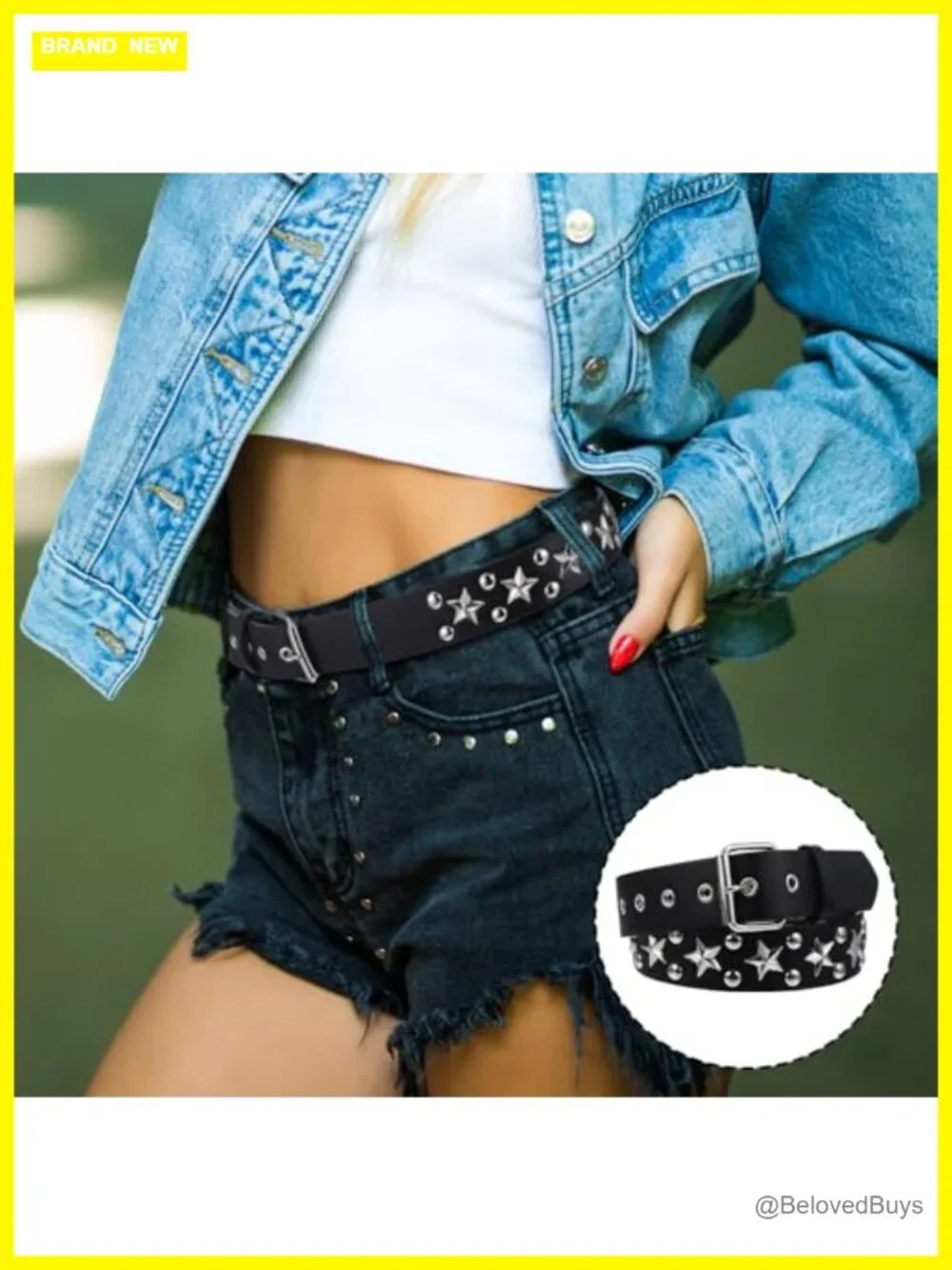 4 Piece Studded Belt Set - Punk Gothic Faux Leather Belts for Women Men